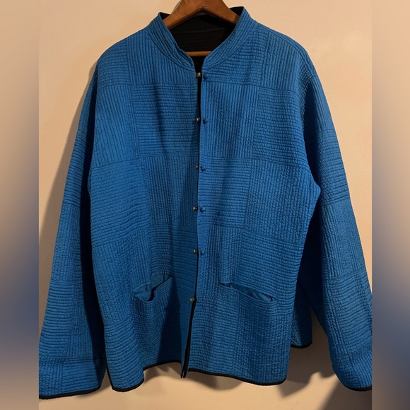 Vintage Handmade Women’s Reversible Blue & Black Jacket Asian Hand Crafted XL - Picture 10 of 12
